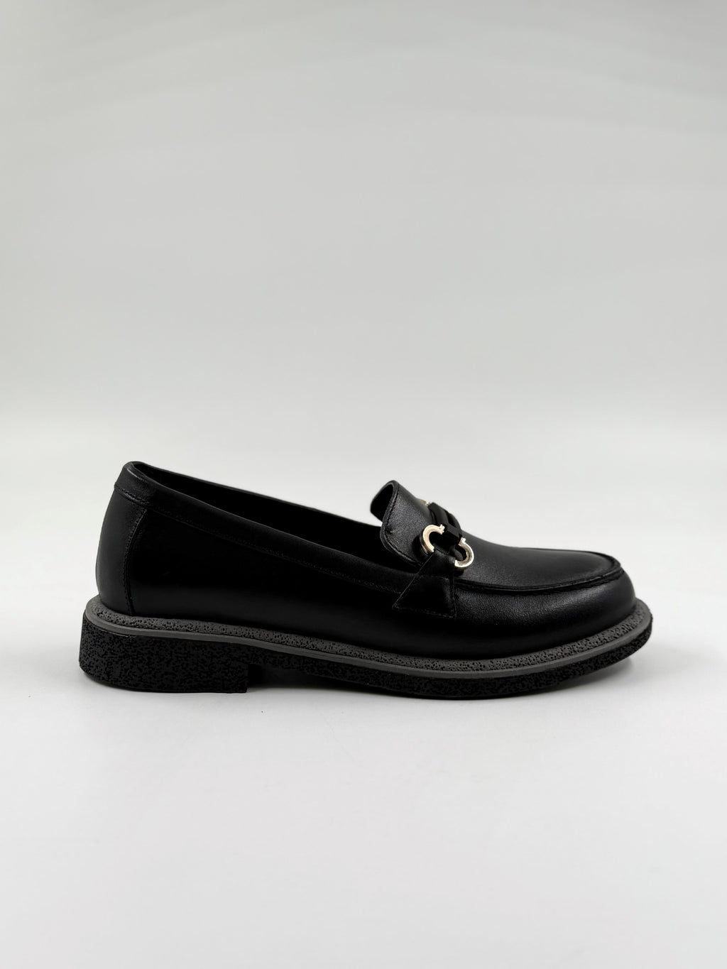 Kuum Hakiki Deri Kadın Siyah Loafer