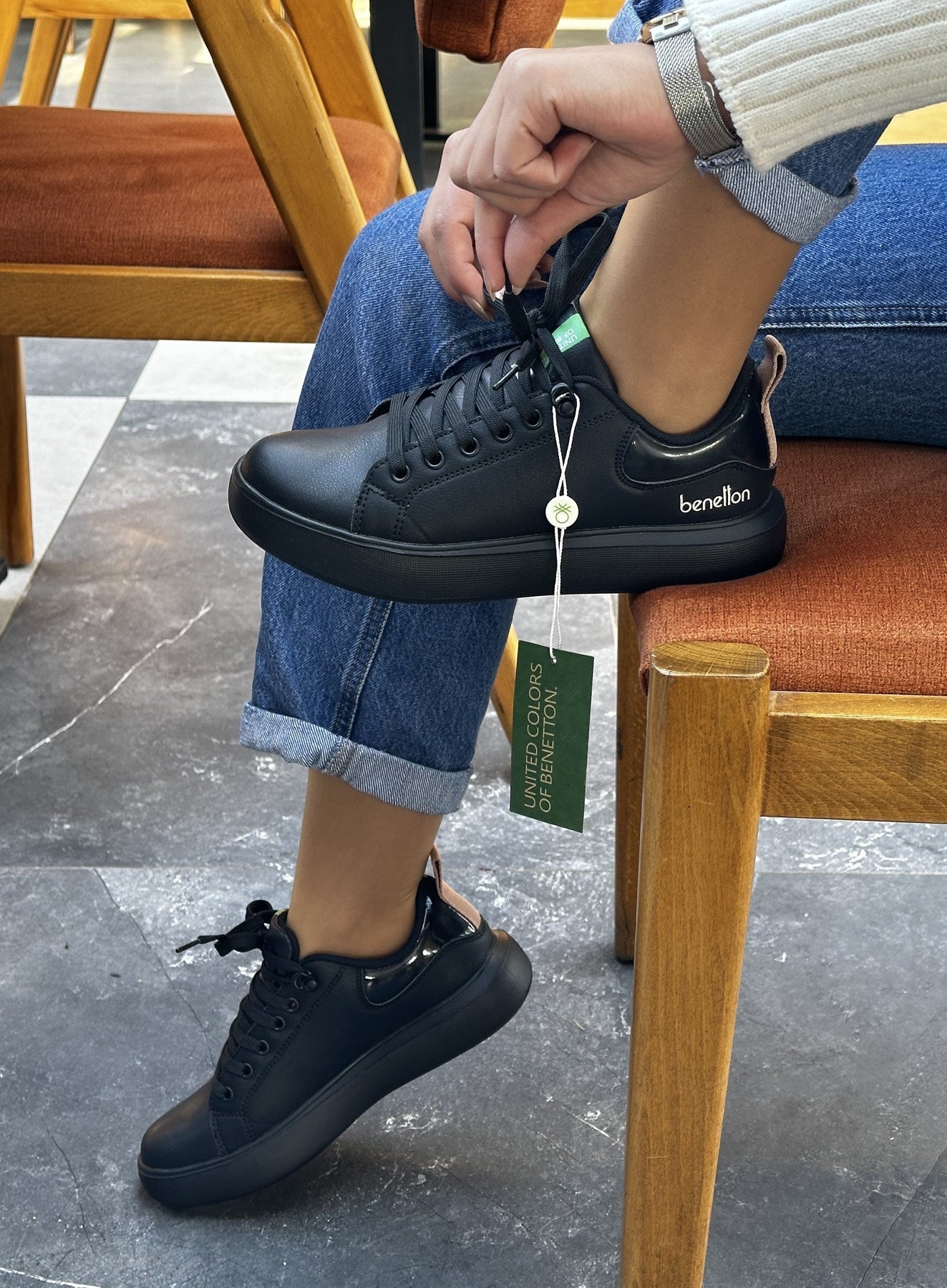 Unıted Of Colors Benetton | Siyah | Bağcıklı Sneakers