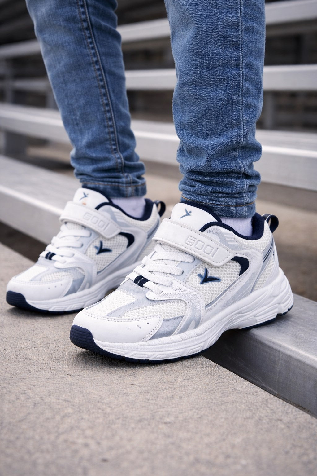 Cool Terra Cırtlı Bağcıklı Erkek Çocuk Beyaz-Mavi Spor Ayakkabısı