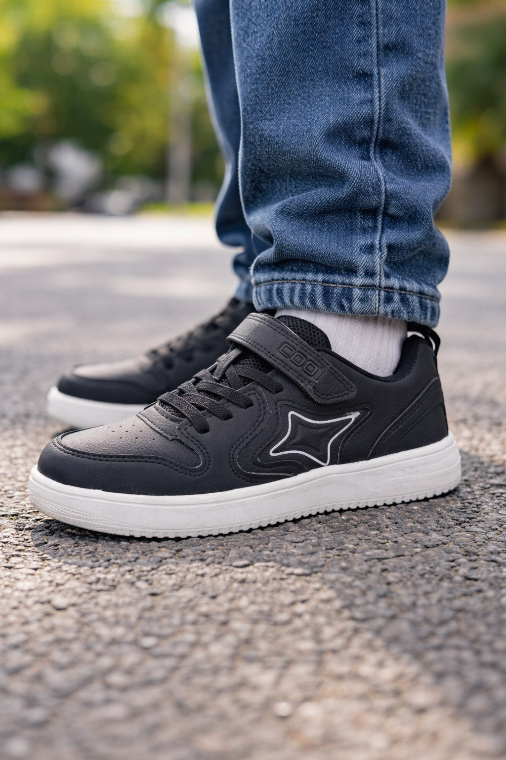 Cool Cırtlı Unisex Siyah Çocuk Spor Ayakkabısı