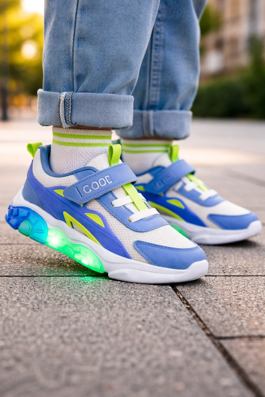 Cool Mavi Cırtlı Çocuk Spor Ayakkabı