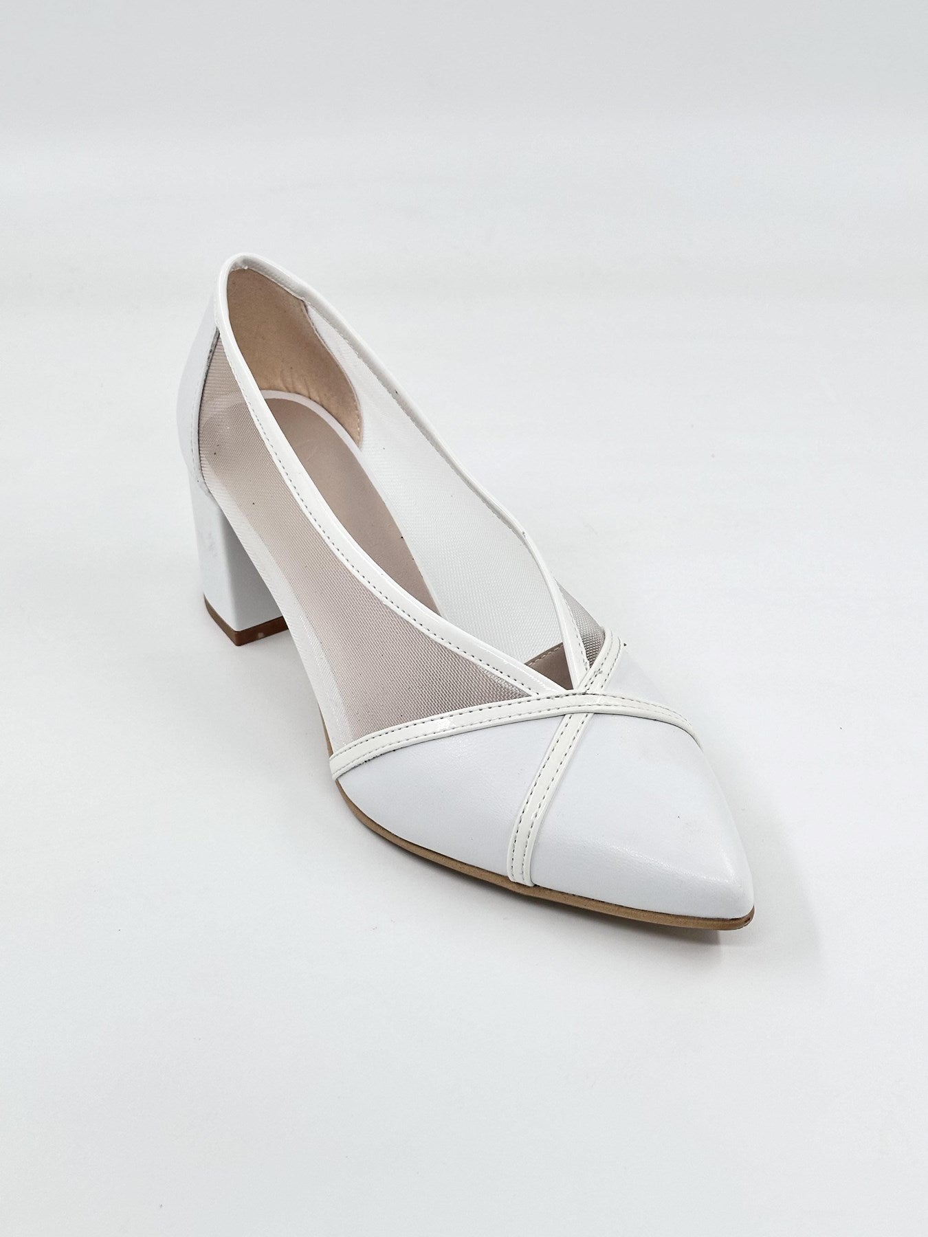 Beyaz Tül Detaylı Kadın Topuklu Ayakkabı