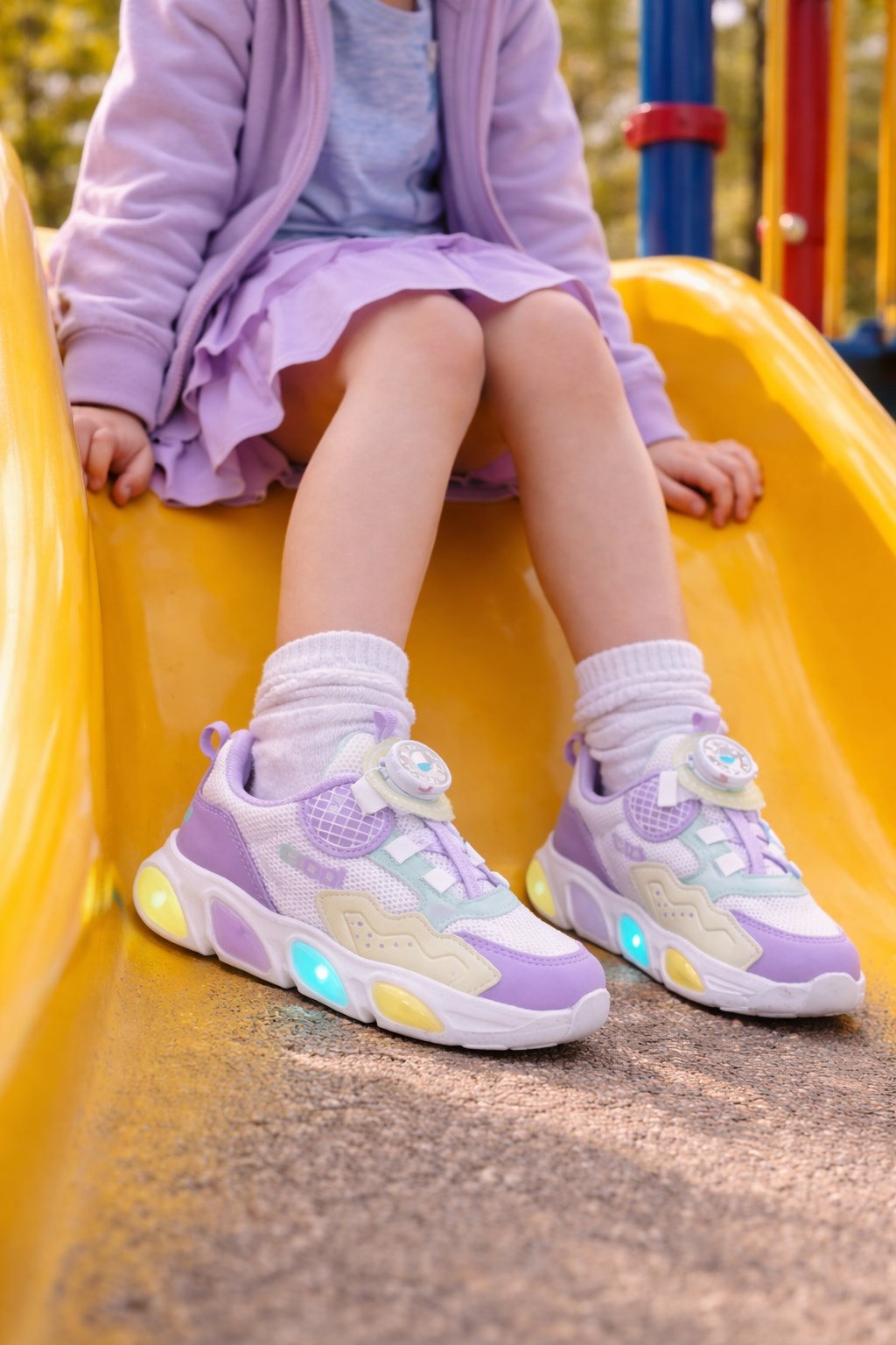 Cool Leon Lila Işıklı Otomatik Bağcıklı Kız çocuk Ayakkabı