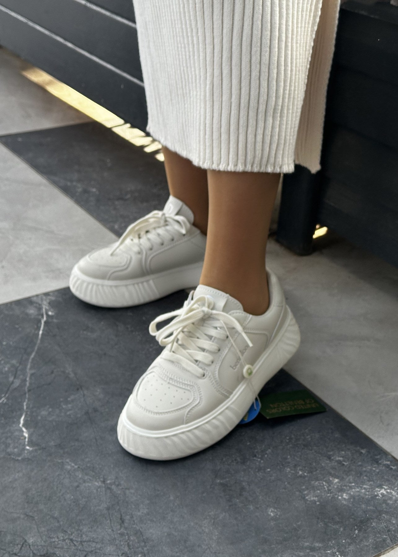 Benetton | Bağcıklı | Açık Gri | Unisex Sneakers
