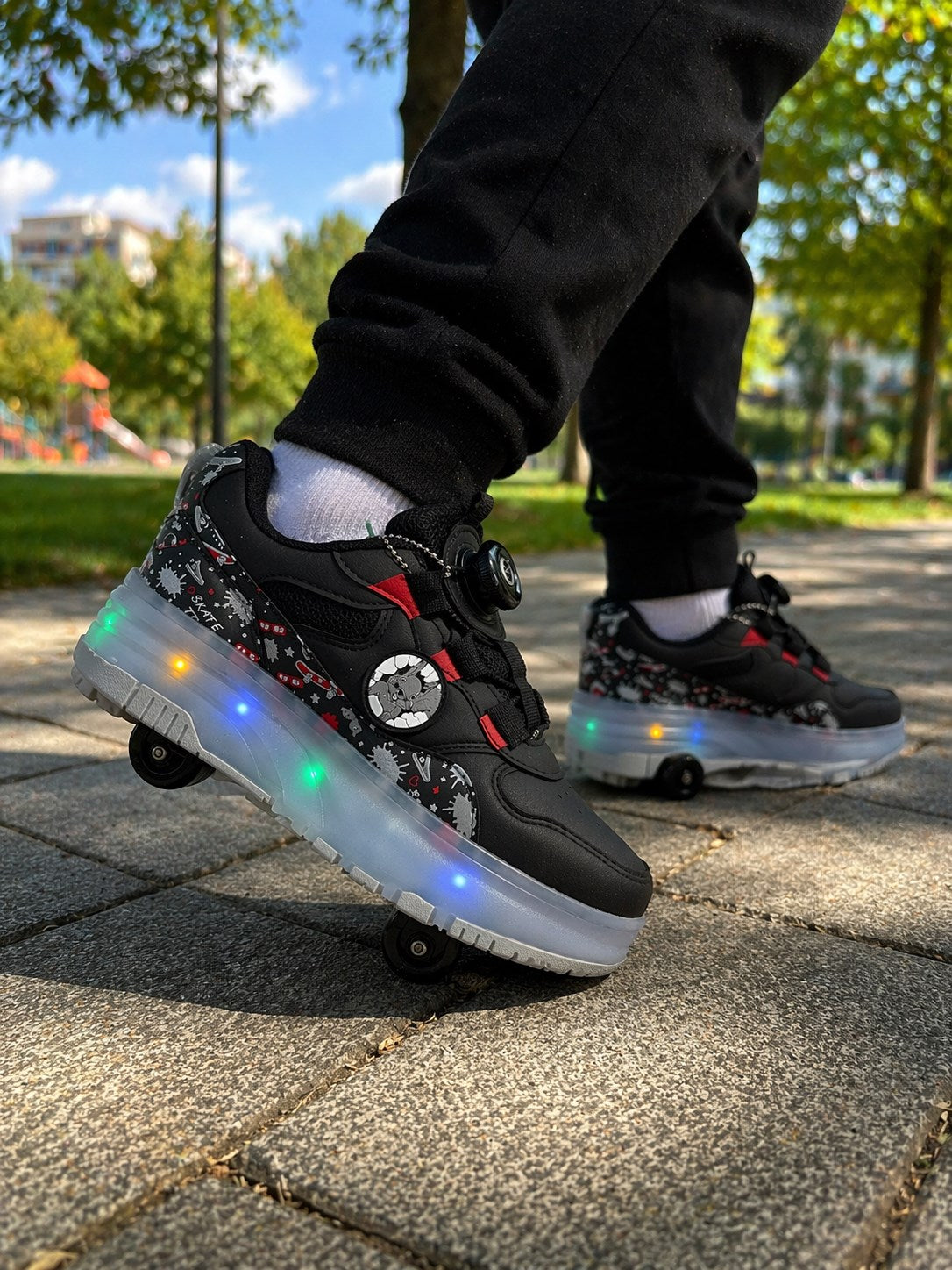 Mnc Patenli Işıklı Siyah Çocuk Ayakkabı