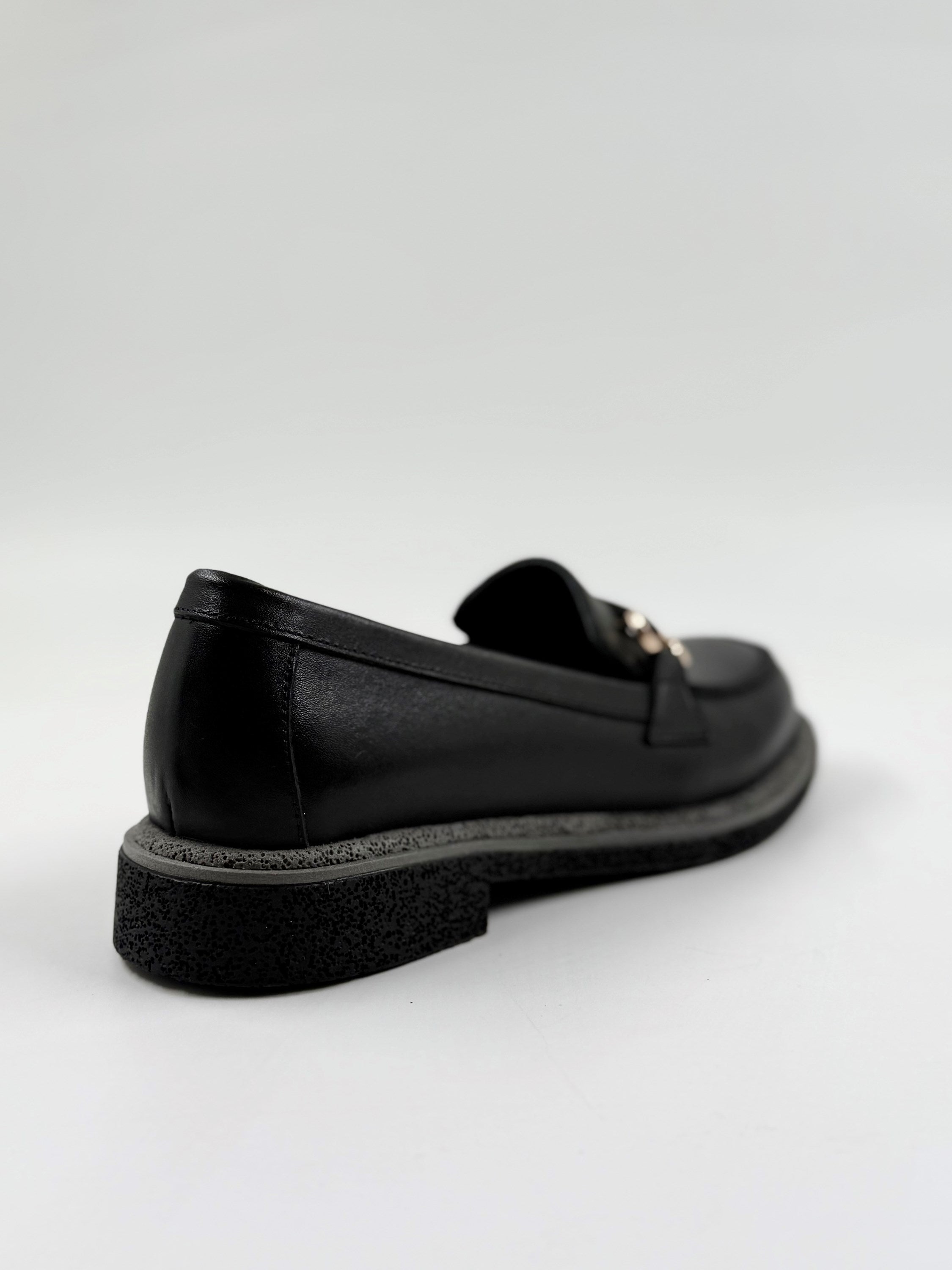 Kuum Hakiki Deri Kadın Siyah Loafer