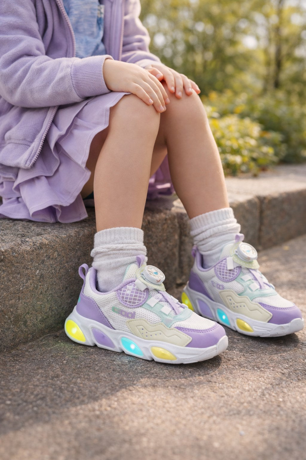 Cool Leon Lila Işıklı Otomatik Bağcıklı Kız çocuk Ayakkabı