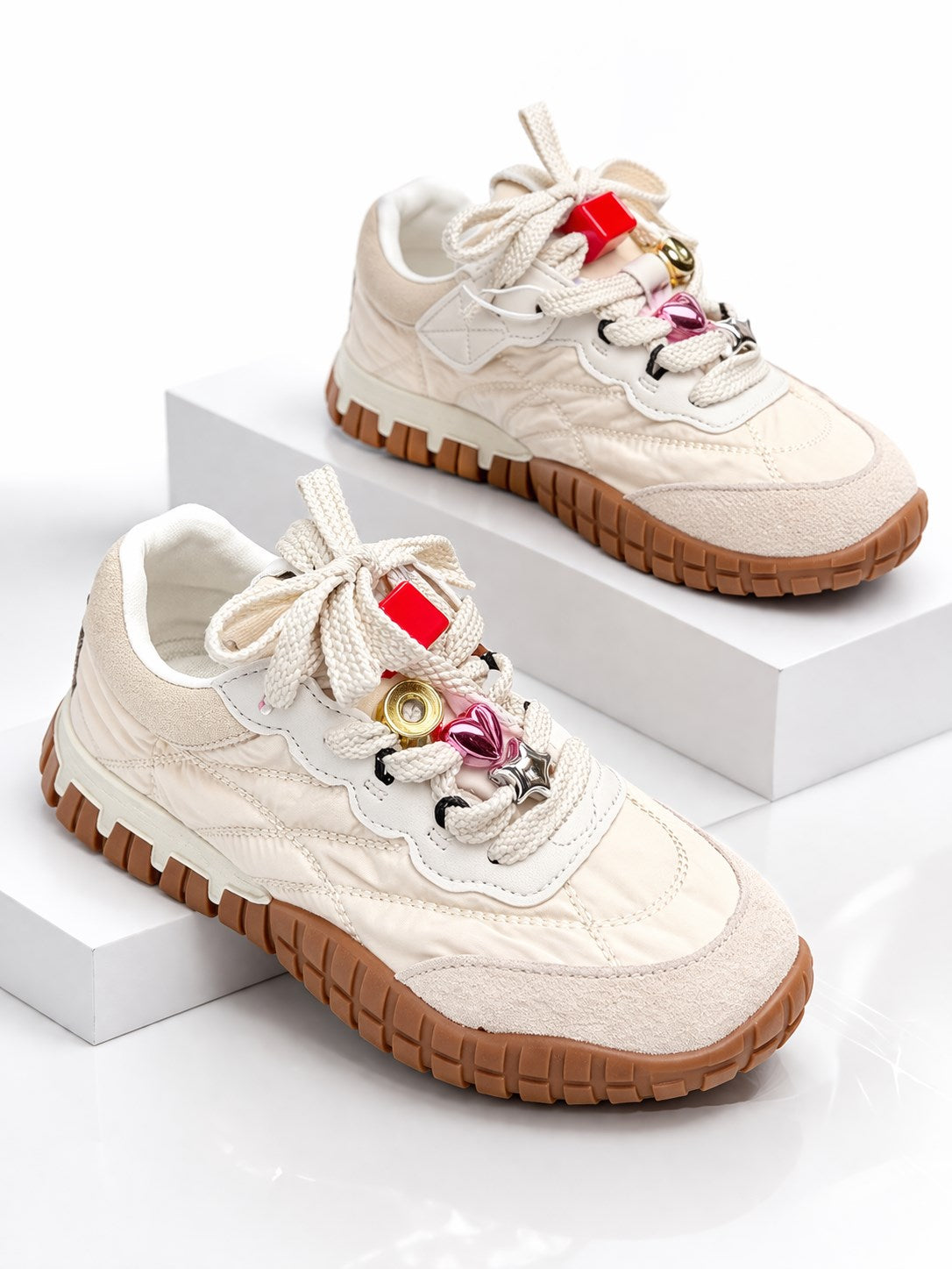 Marko Kids Bej Boncuklu İthal Deri Esnek Taban Çocuk Ayakkabısı