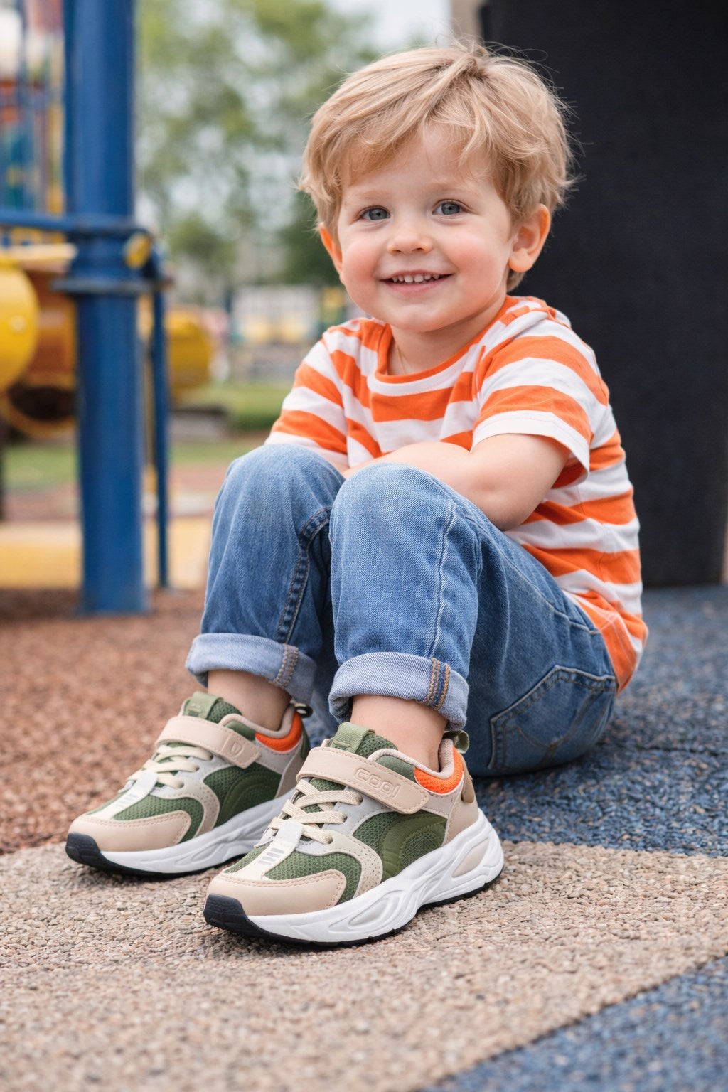 Cool Toti Cırtlı Bağcıklı Unisex Haki Çocuk Ayakkabı