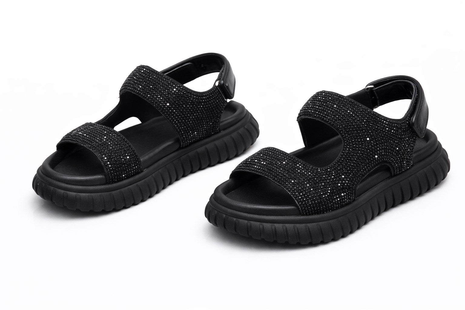 Marko Kids Taşlı Siyah Yumuşak Taban Kız Çocuk Sandalet