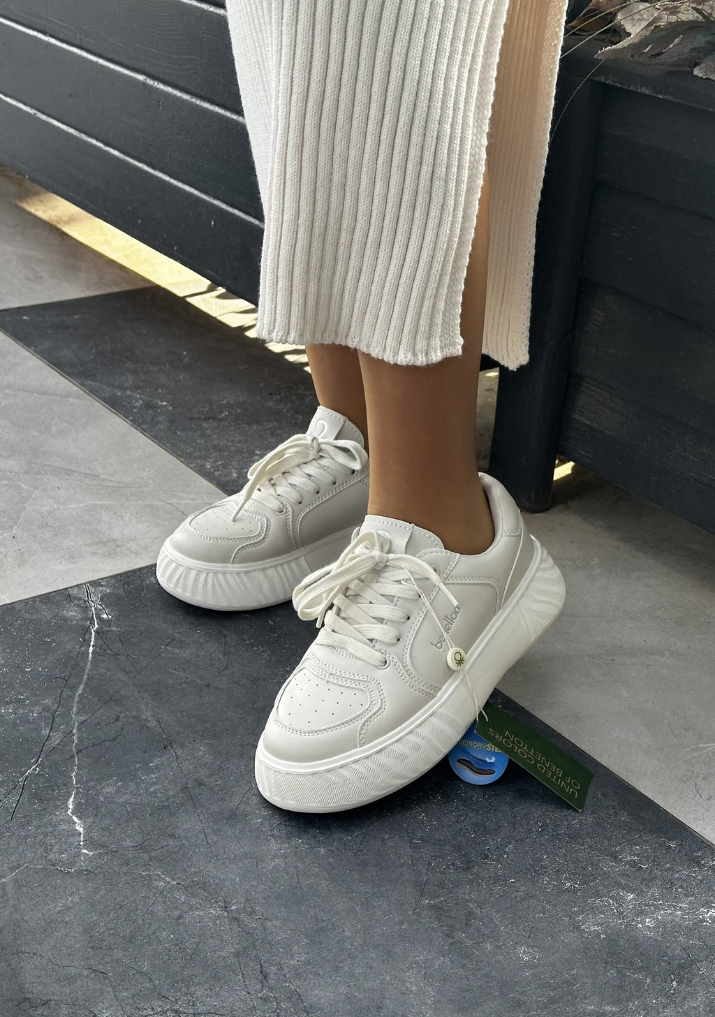 Benetton | Bağcıklı | Açık Gri | Unisex Sneakers