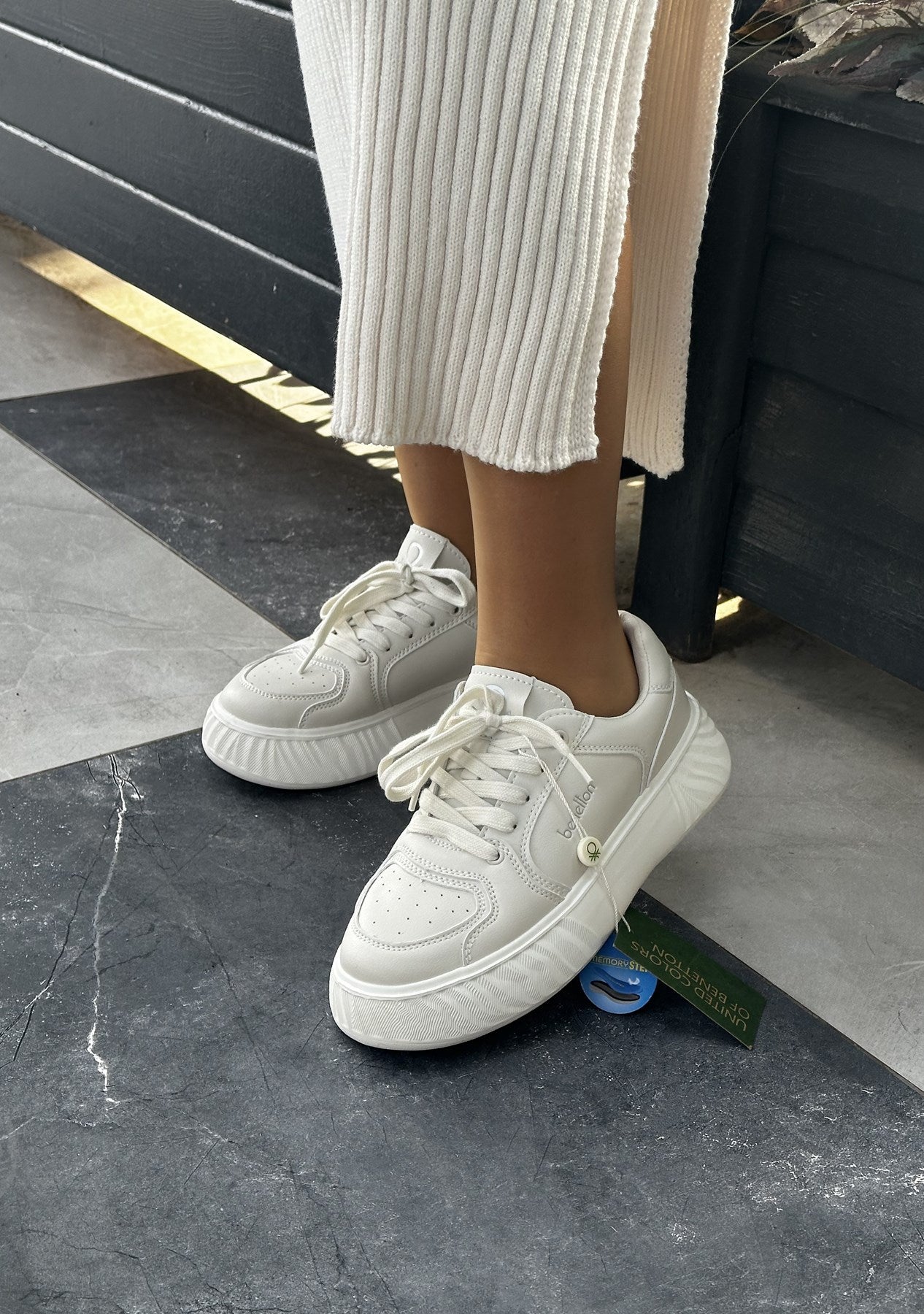 Benetton | Bağcıklı | Açık Gri | Unisex Sneakers