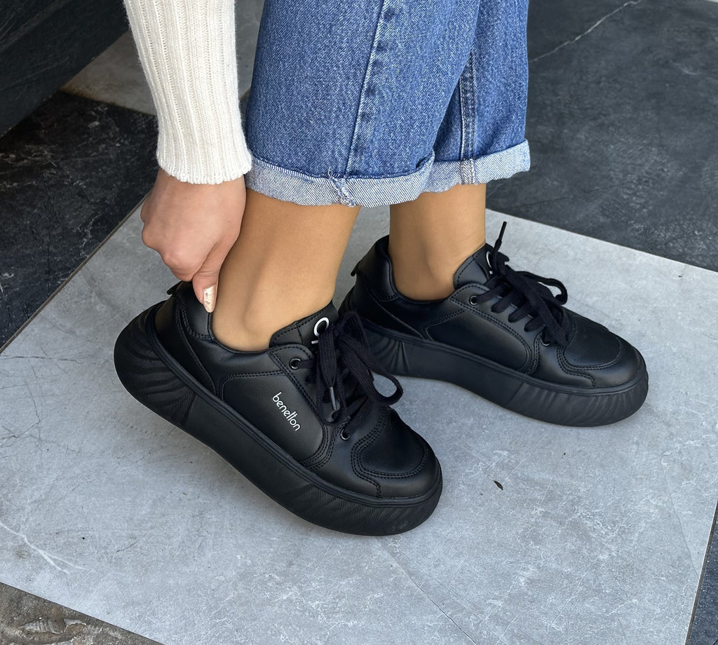 Benetton | Siyah Bağcıklı | Unısex Sneakers