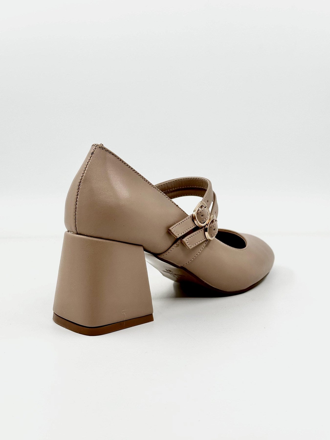 Bej Renk | Çift Bantlı | Kadın Topuklu Ayakkabı