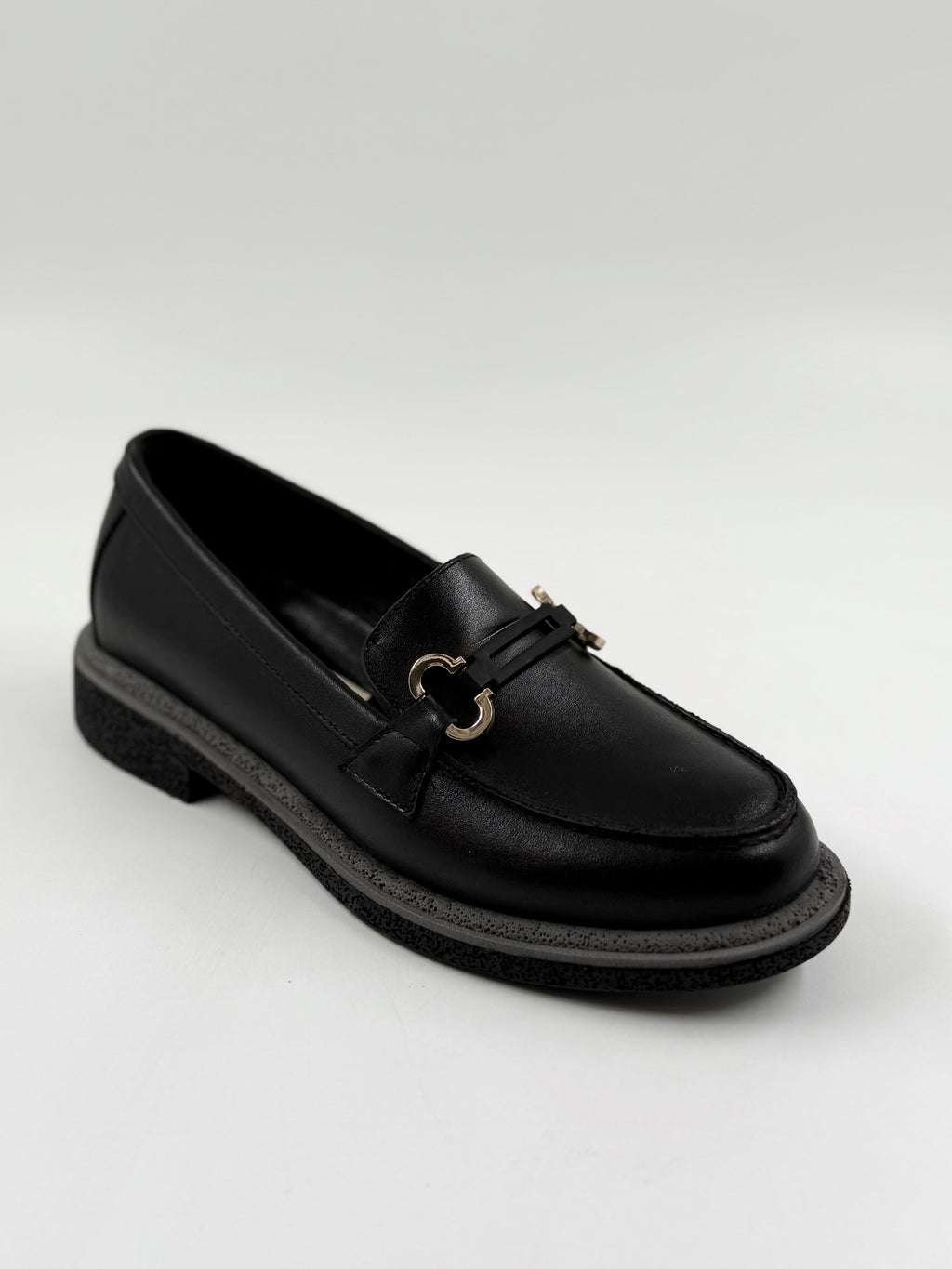 Kuum Hakiki Deri Kadın Siyah Loafer