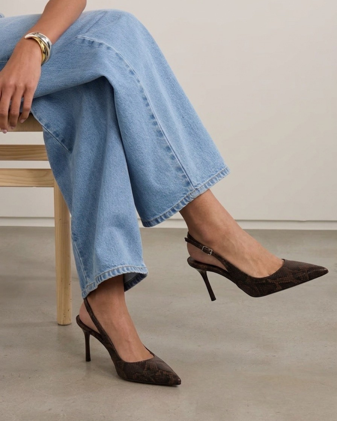 Leopar Kahve İnce Topuklu Arkası Açık Stiletto