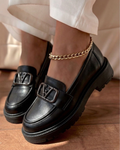 Hakiki Deri Siyah Kadın Loafer