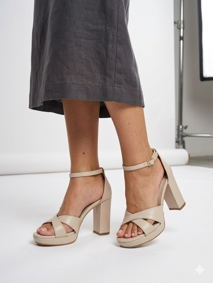 Pierre Cardin | Platform Topuk | Bantlı | Kadın Ayakkabı | Bej