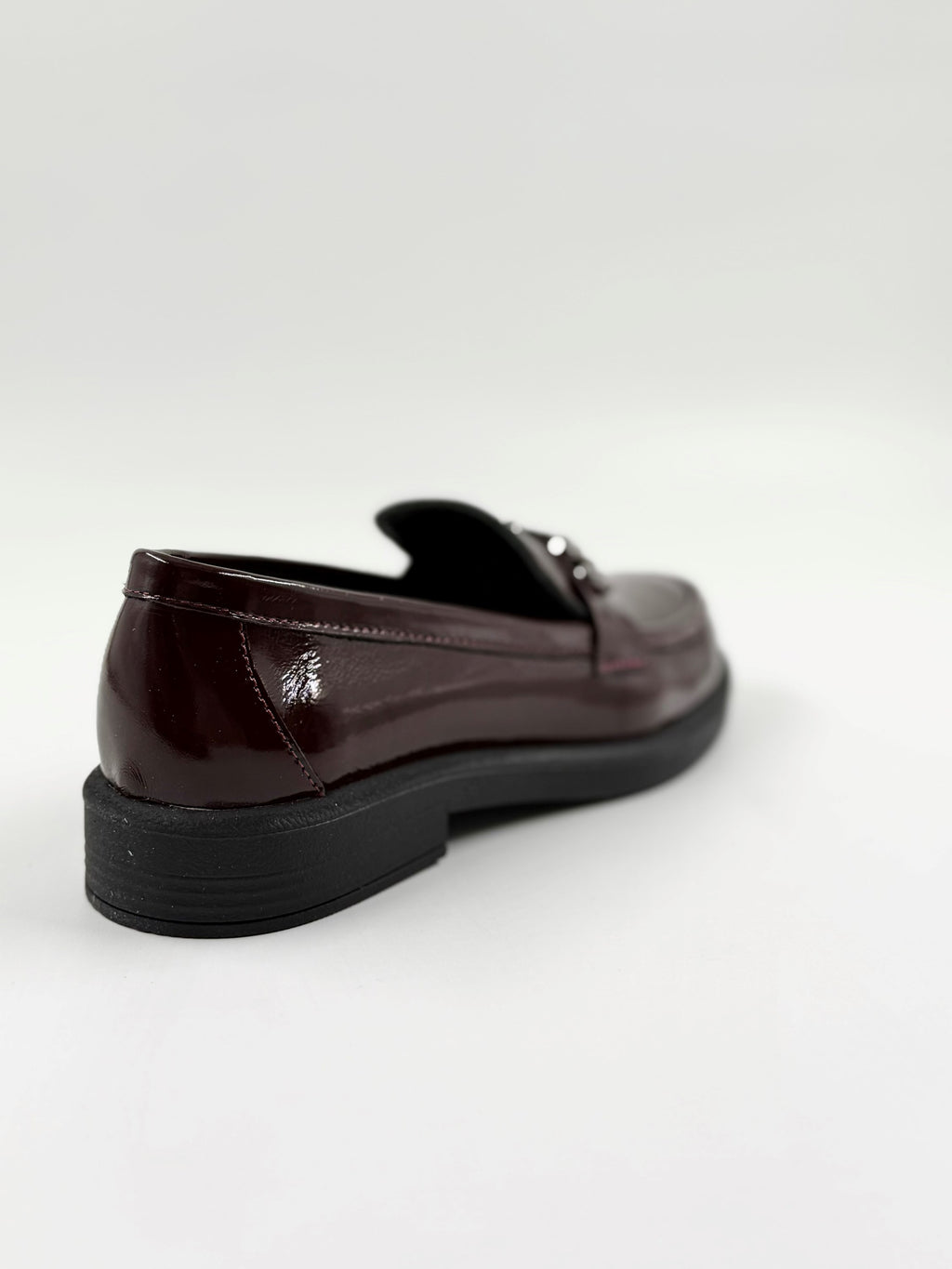 Bordo Hakiki Rugan Deri Taşlı Loafer Ayakkabı
