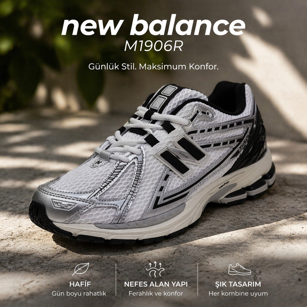 New Balance 1906 Erkek White/Silver/Black Spor Ayakkabı
