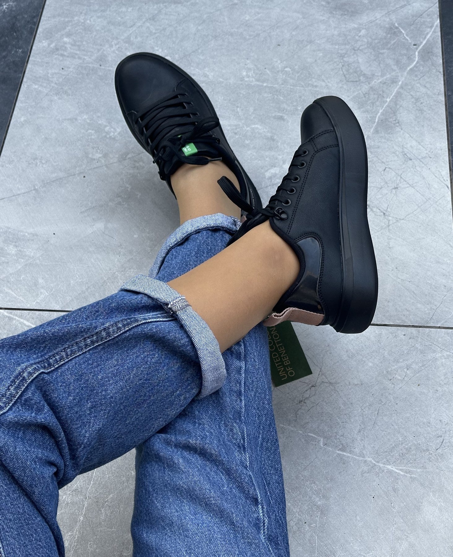 Unıted Of Colors Benetton | Siyah | Bağcıklı Sneakers