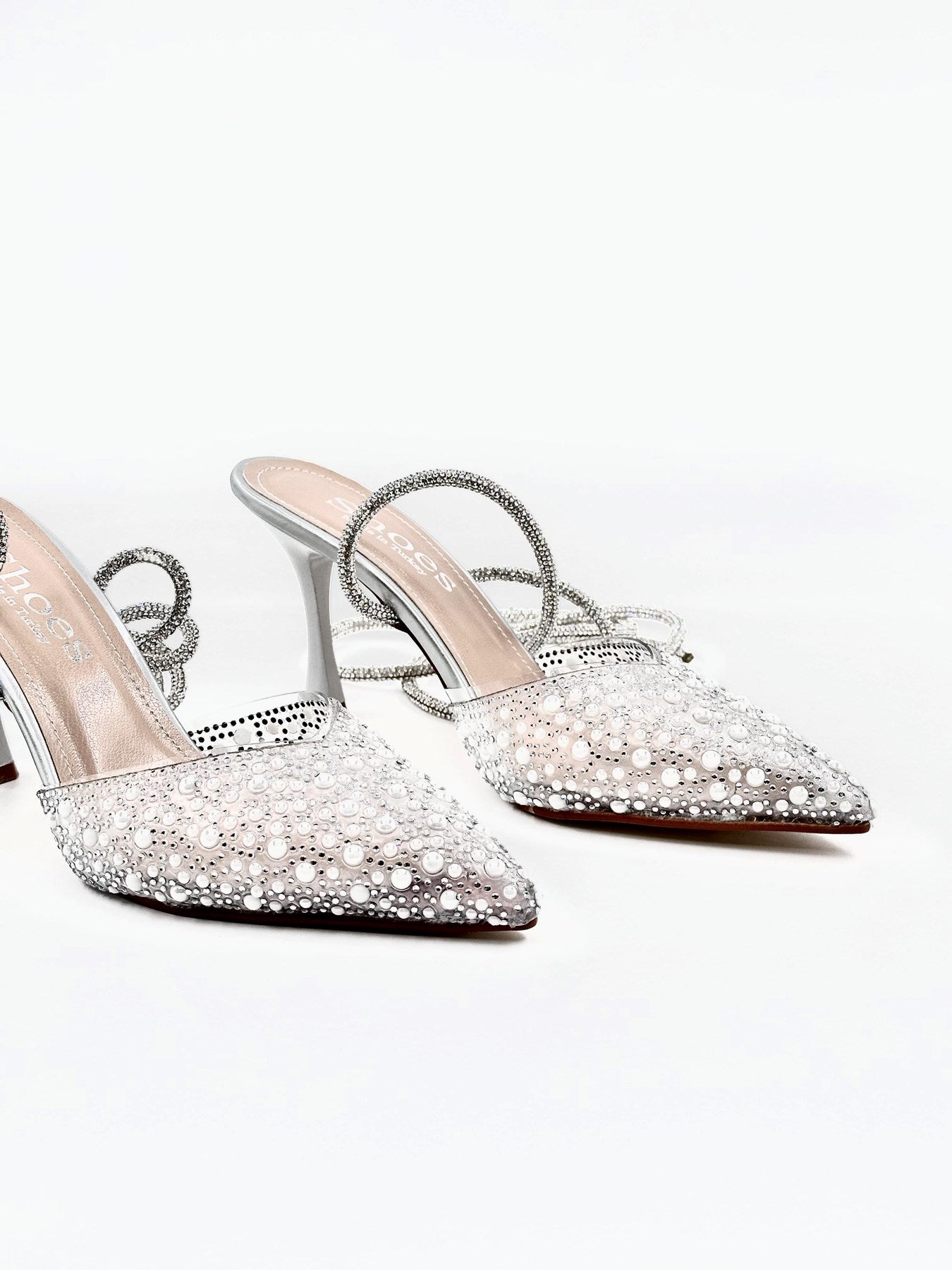 Bilek Bağlamalı |İncili | Zara Mode |l Gümüş Ayakkabı