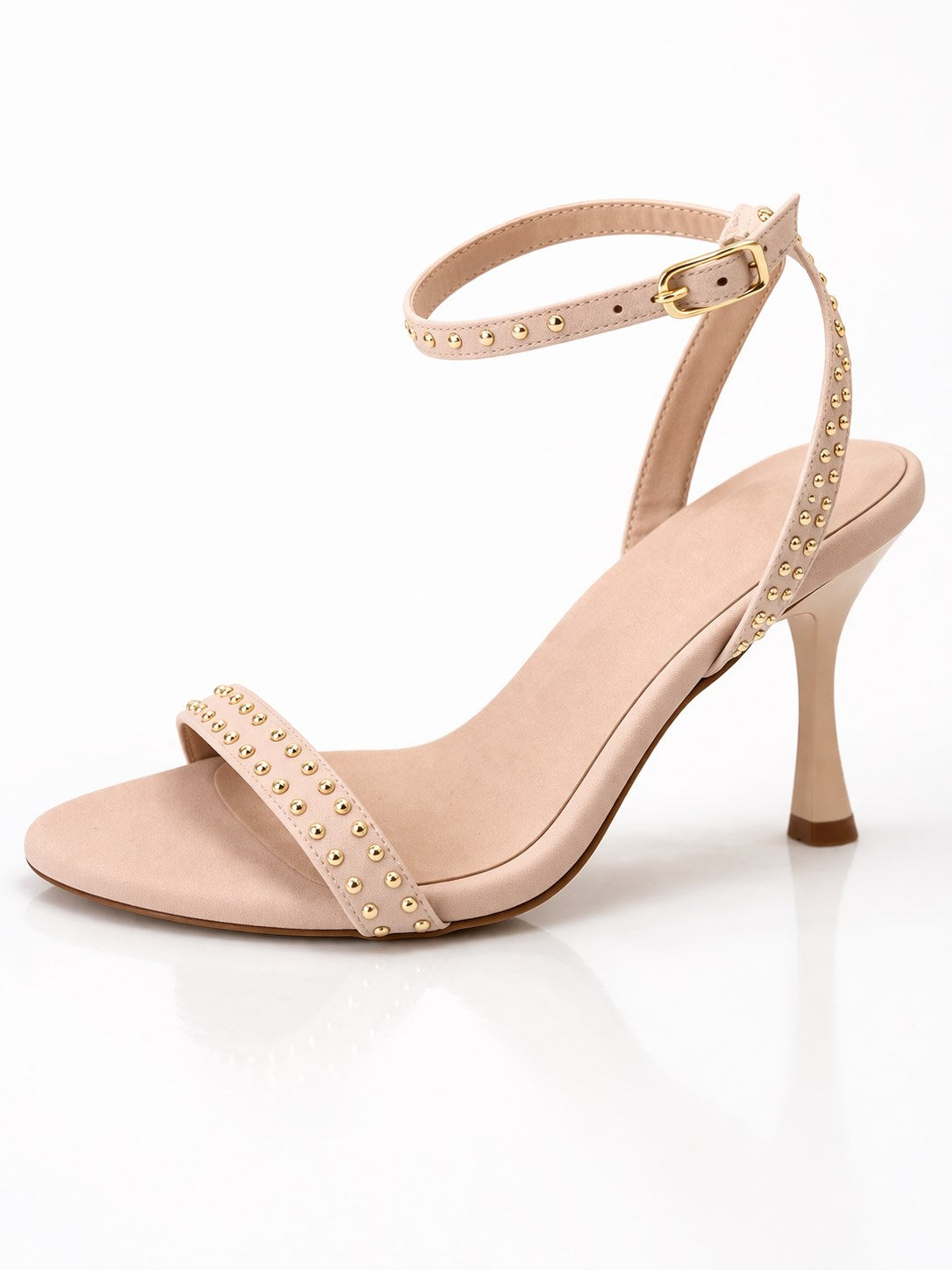 İnce Tek Bant İnce Topuk Bej Süet Kadın Ayakkabı