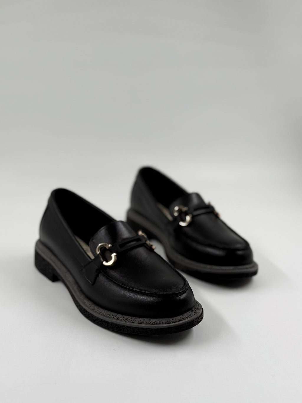 Kuum Hakiki Deri Kadın Siyah Loafer