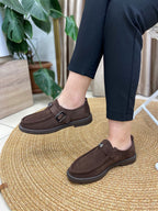 Kahve Süet Deri Kadın Loafer