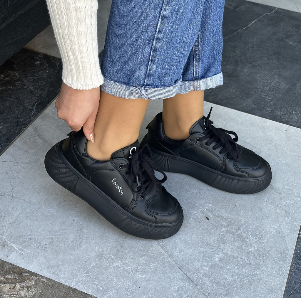 Benetton | Siyah Bağcıklı | Unısex Sneakers