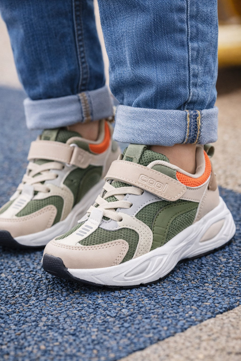 Cool Toti Cırtlı Bağcıklı Unisex Haki Çocuk Ayakkabı