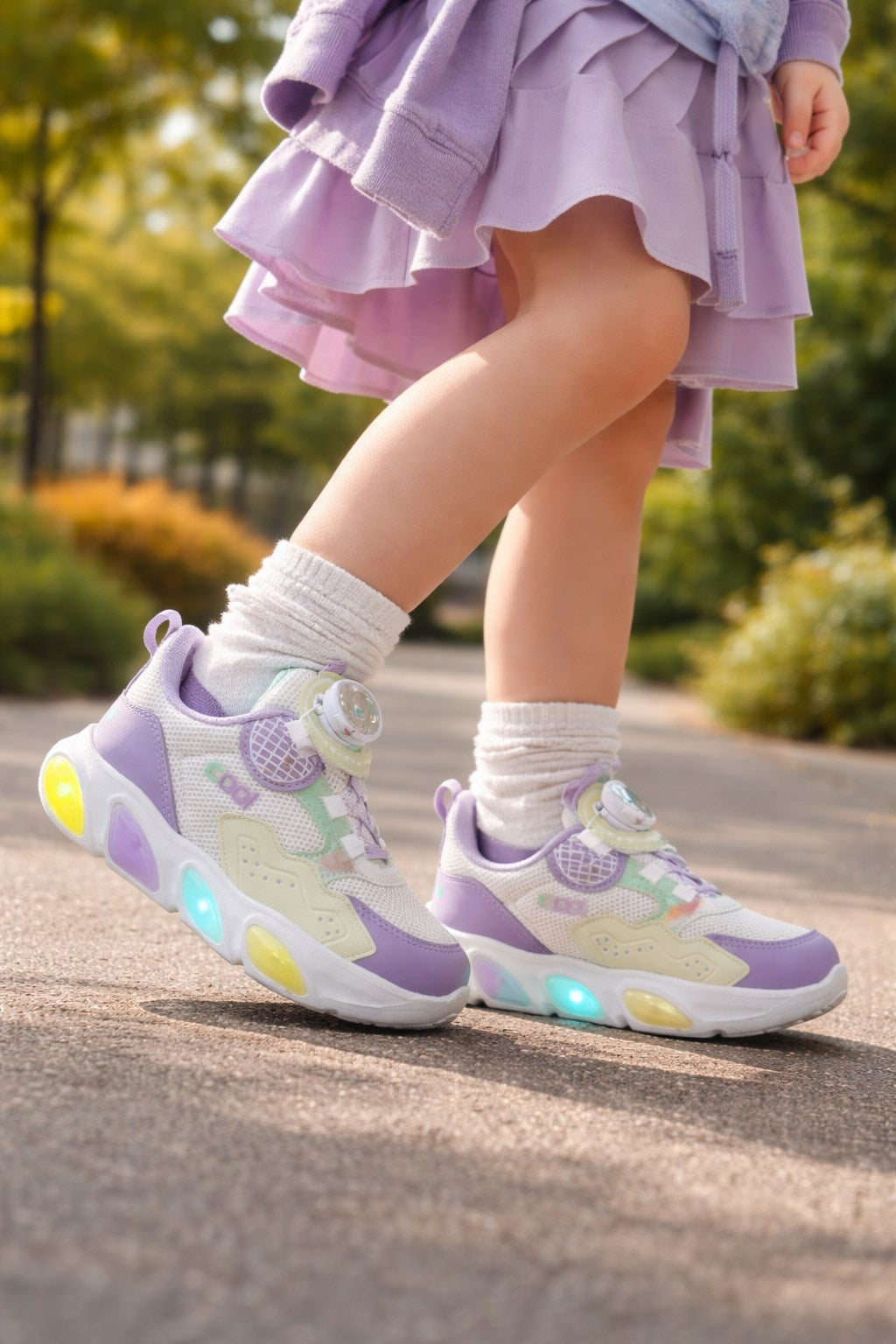Cool Leon Lila Işıklı Otomatik Bağcıklı Kız çocuk Ayakkabı
