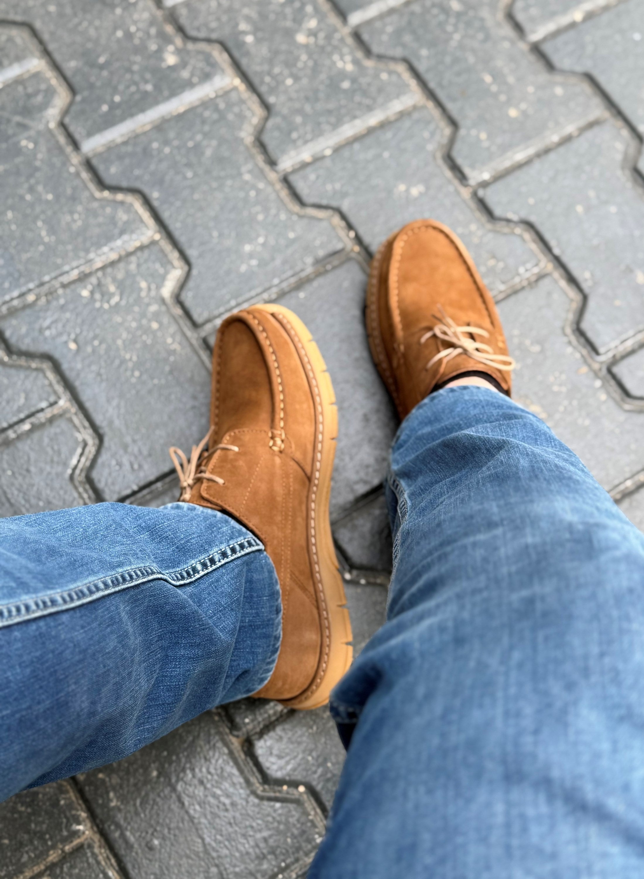 Camel Hakiki Nubuk Deri Oxfort Comfort Erkek Ayakkabı