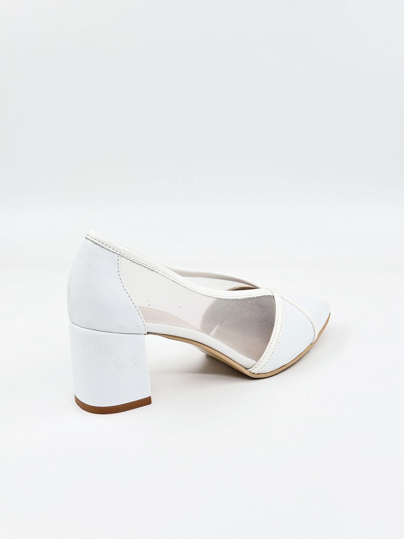 Beyaz Tül Detaylı Kadın Topuklu Ayakkabı