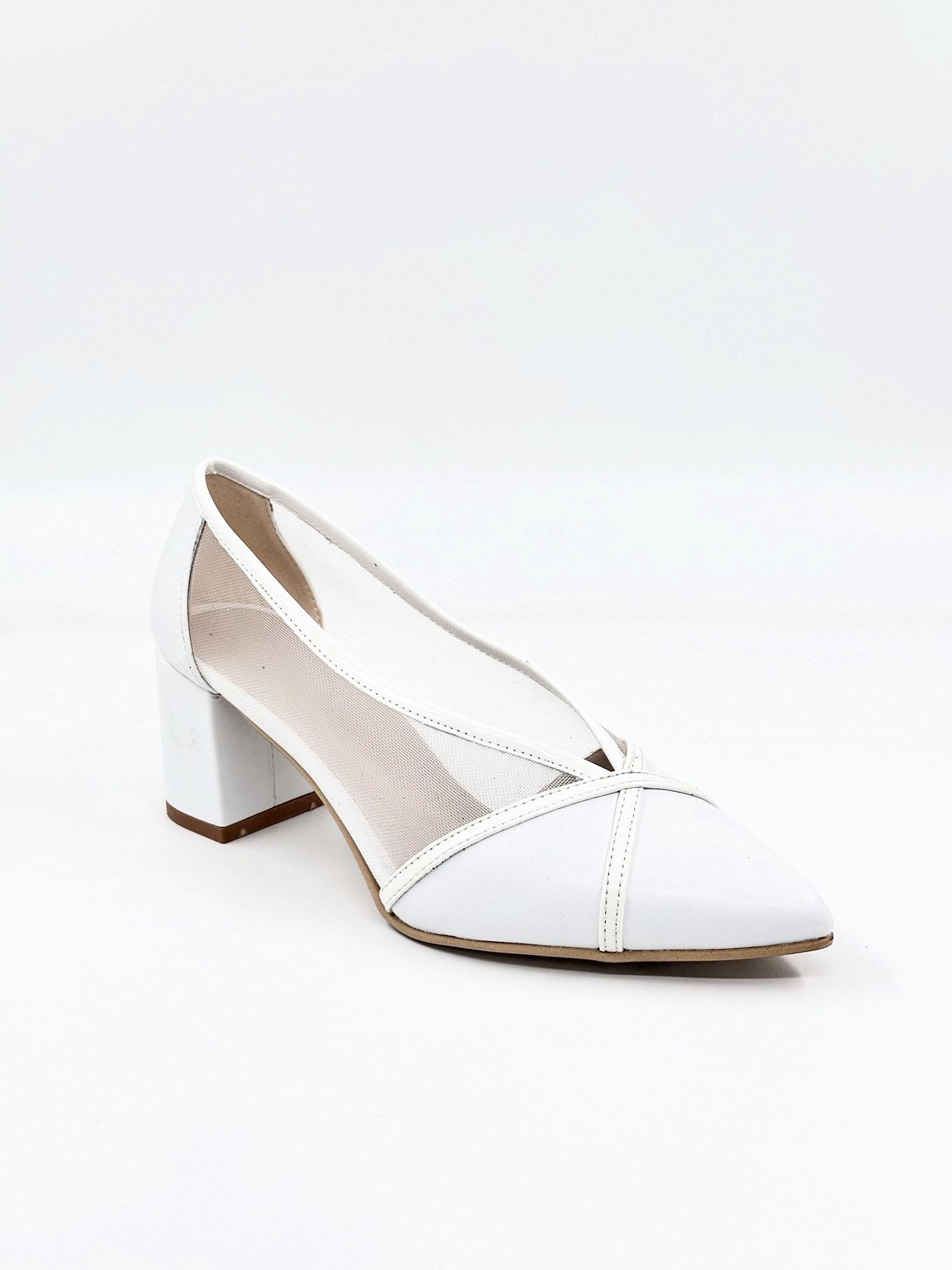 Beyaz Tül Detaylı Kadın Topuklu Ayakkabı